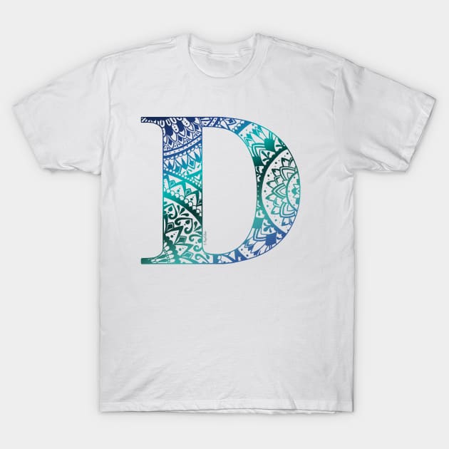 Mandala Letter D - Dusk, twilight T-Shirt by Shaseldine